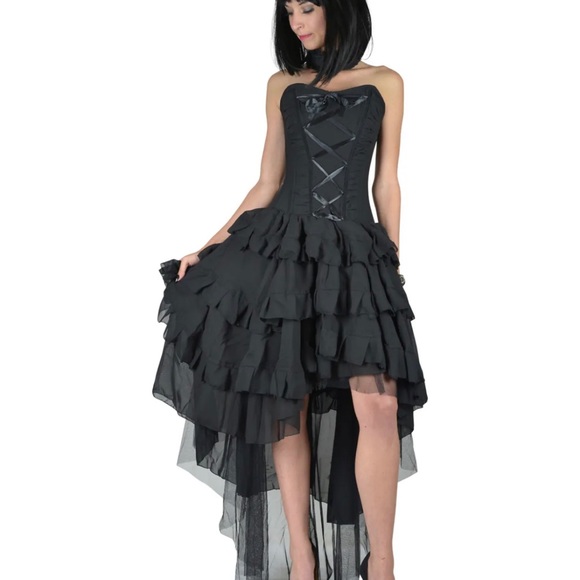 BURLESKA GOTHIC BEVERLY VAMPIRE WEDDING PROM VICTORIAN BLK  CORSET Size 32 - Picture 2 of 12